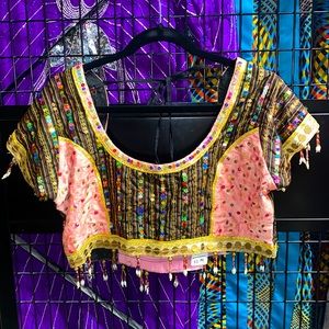 Bohemian Sequin and Beaded Cropped Party Top